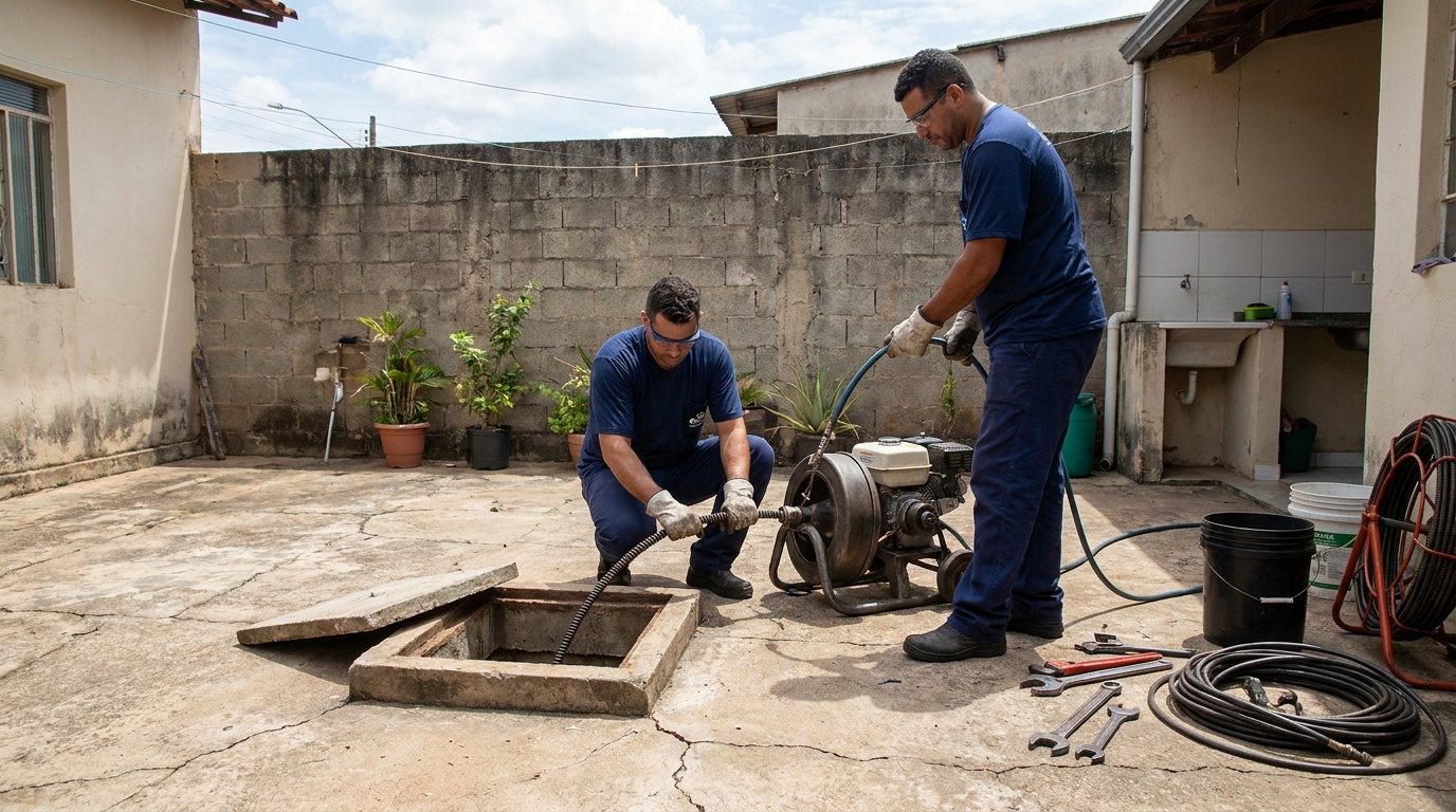Desentupimento de esgoto residencial em João Pessoa‑PB