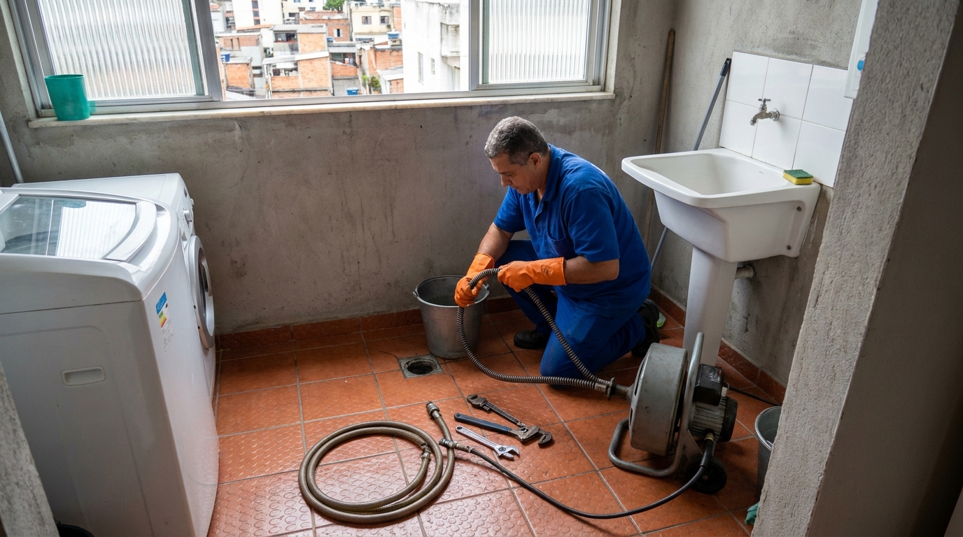 Desentupimento de ralo com equipamento em João Pessoa‑PB